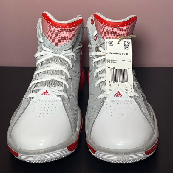 🆕 Adidas Adizero D Rose 1.5 Men's Size 8.5 Red/White/Grey Basketball Sneaker - Picture 4 of 6